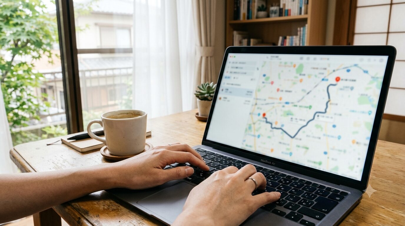標高の高いゴルフ場のデータを調べる様子