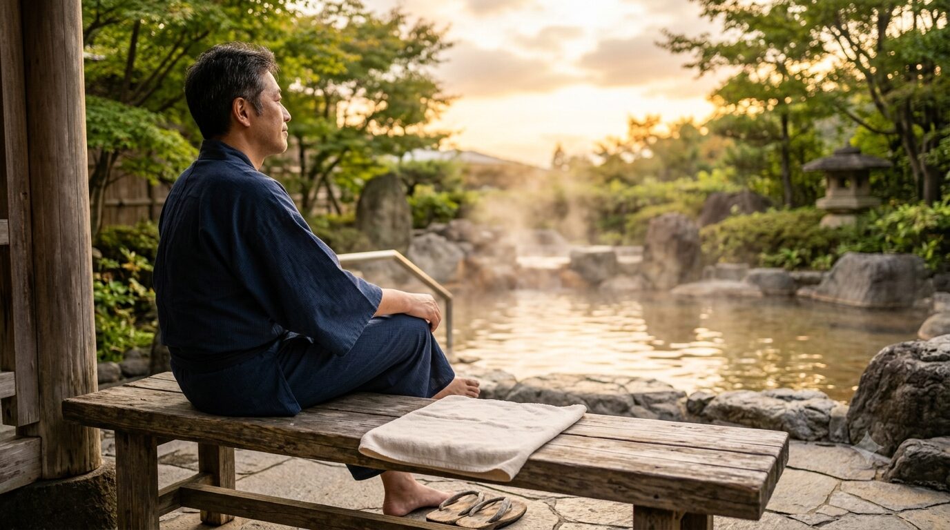 温泉付きゴルフ場のデータを見比べる様子