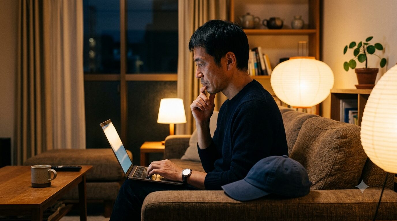 中高年サラリーマンが転職を考えるシーン