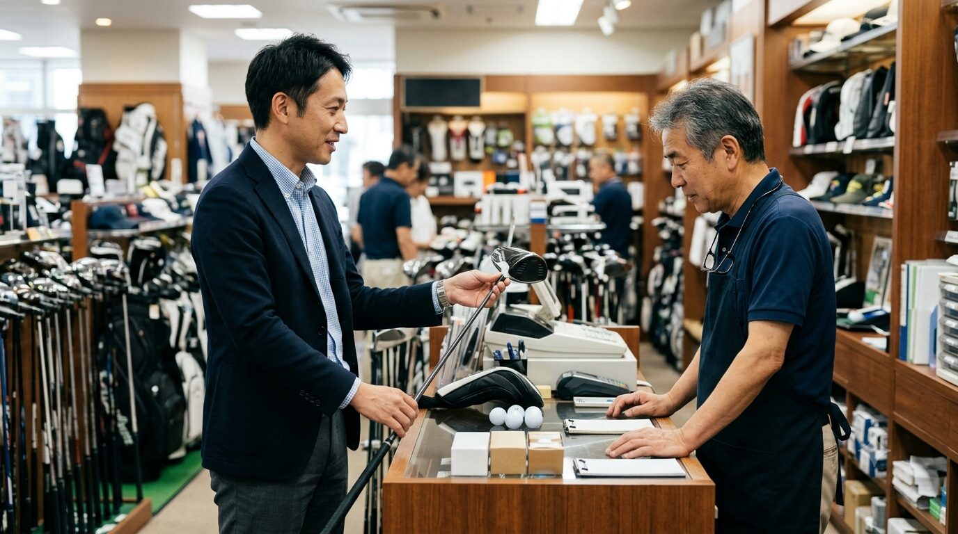 ゴルフショップへ商品提案する営業担当