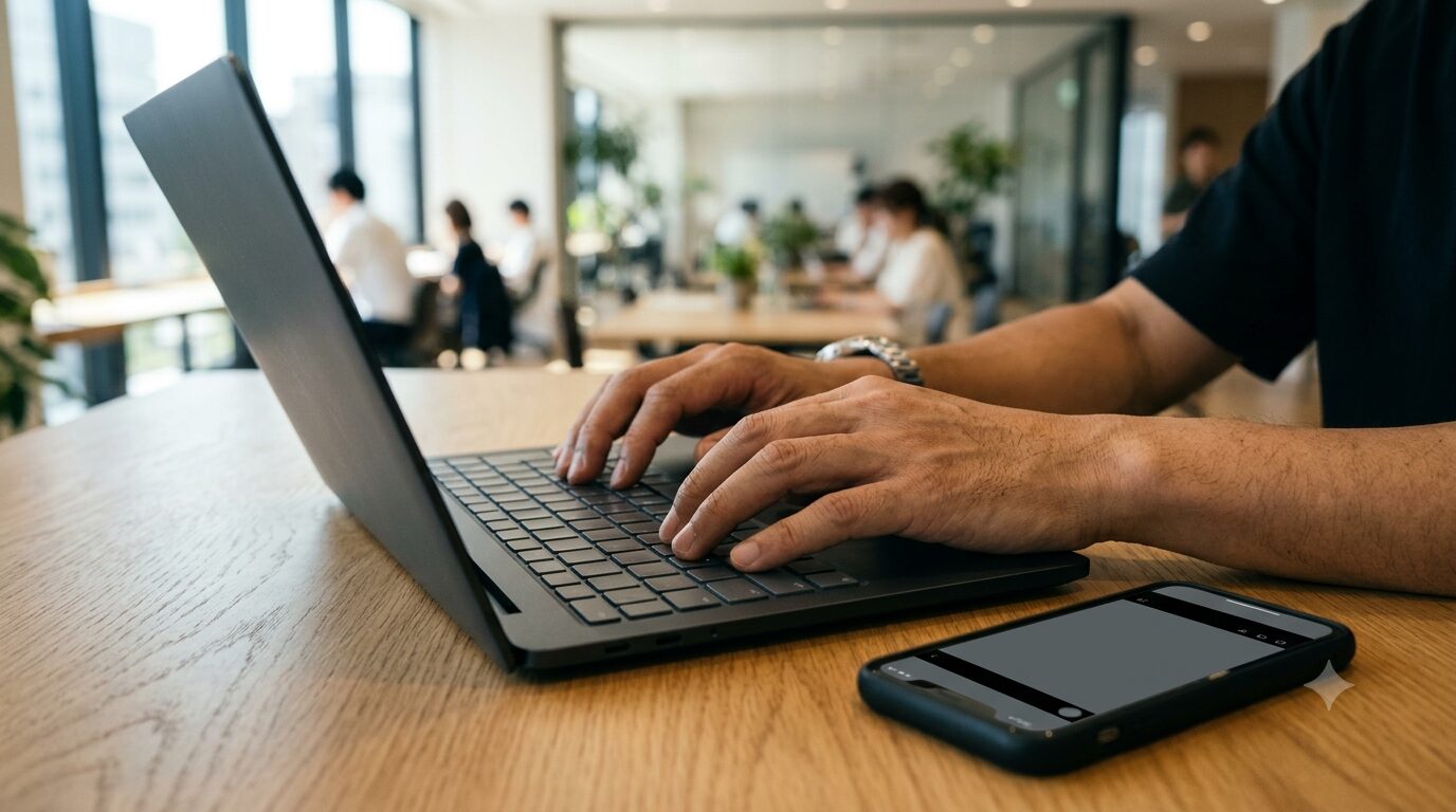 SNSの分析データを確認するマーケティング担当者