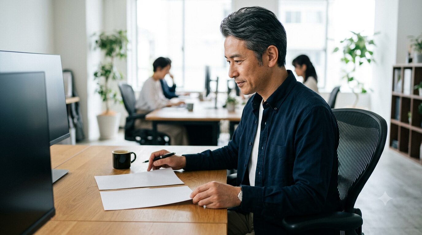 転職の選択肢を比較検討するビジネスパーソン