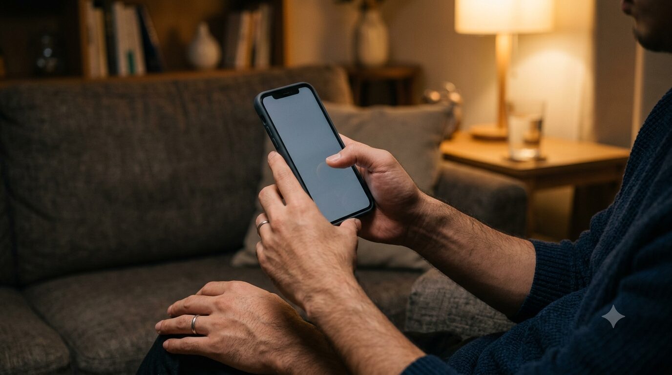 スマートフォンで予約サイトを操作するシーン