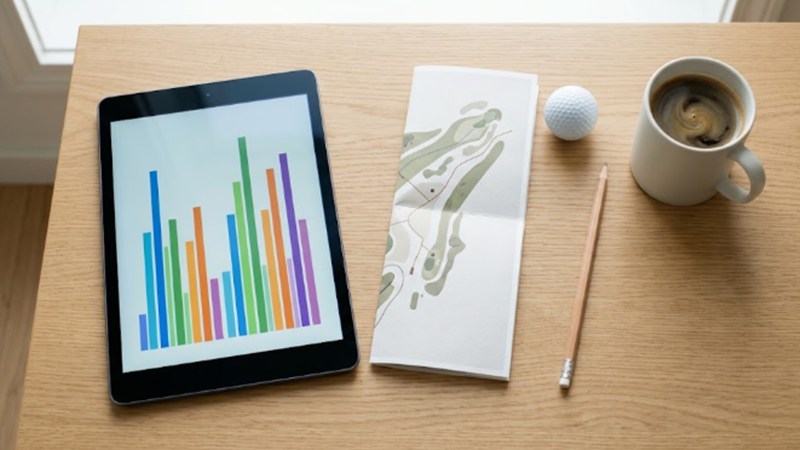 ランキングの傾向を整理するタブレットとコースマップ